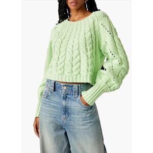 NWT /  Free People Sandre Cable Stitch Pullover Sweater / sz M